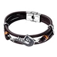 thumbnail image 4 of Pulsera de cuero de PU con guitarra, pulsera , regalo apilable, brazalete étnico marrón roca para cumpleaños y hombres, 4 of 8