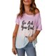 thumbnail image 3 of ABPHQTO Camiseta de manga corta con estampado de color degradado Go Ask Your Dad de mujer en morado, 3 of 4