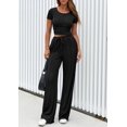 thumbnail image 3 of Conjunto de Mujer PRETTYGARDEN de 2 Piezas en Punto Canalé Negro Talla M, 3 of 8