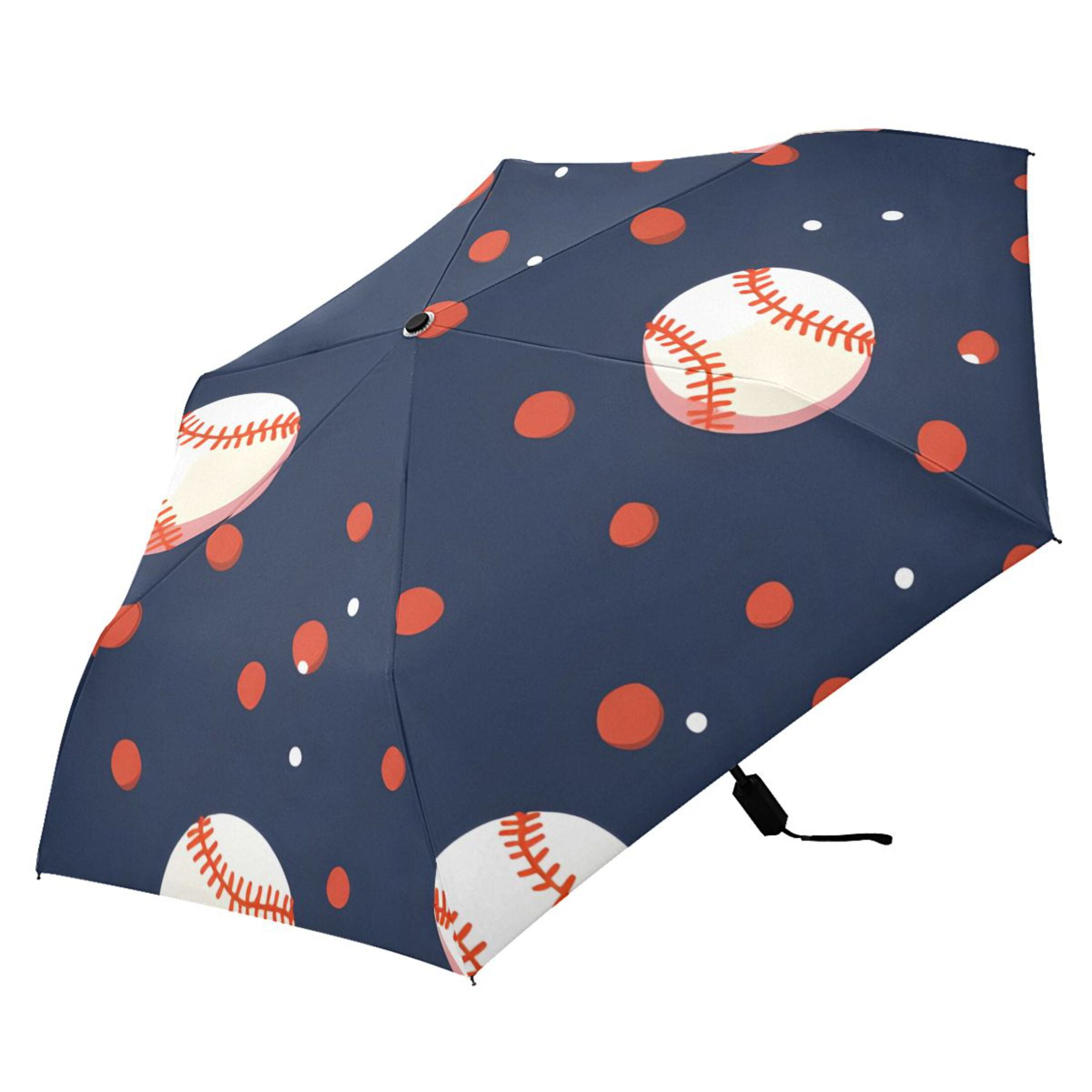 ALAZA Baseball and Dots UPF 50+ Compact Folding Umbrella for Rain Travel Umbrella Packable