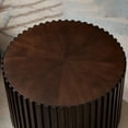 thumbnail image 5 of MCPRST Round Coffee Table, Solid Wood Center Table for Living Room, Circle Drum Coffee Table with Handcrafted Relief, Chocolate, 5 of 5