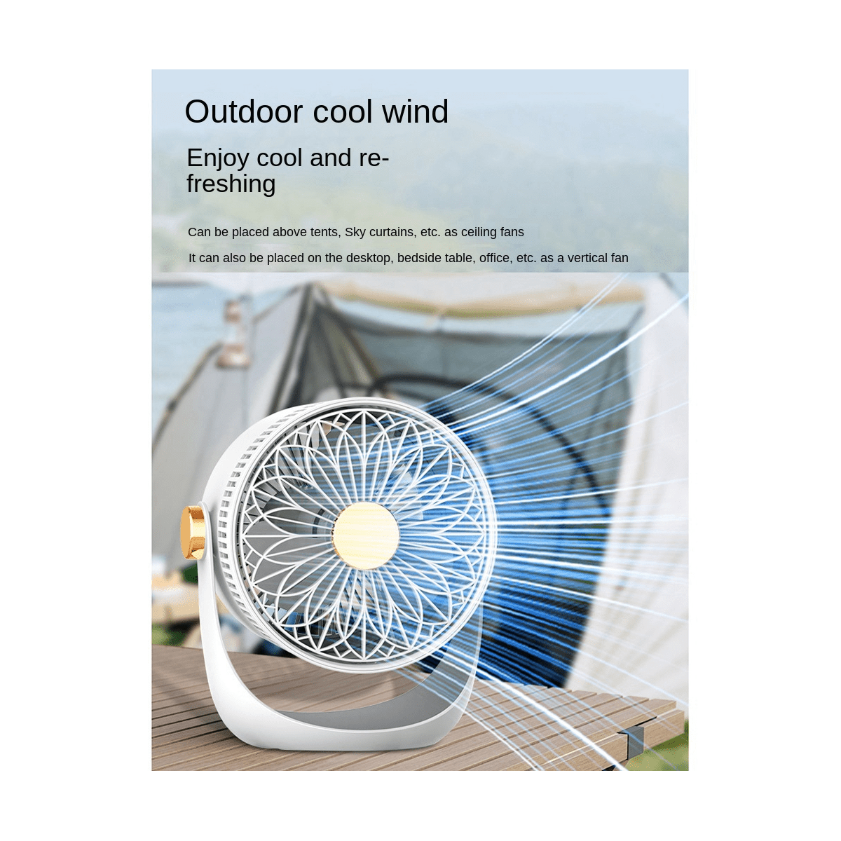 2400MAh Table Wall Air Circulation Electric Fan USB Rechargeable Wall Mountable Cooling Ventilator Fan, white