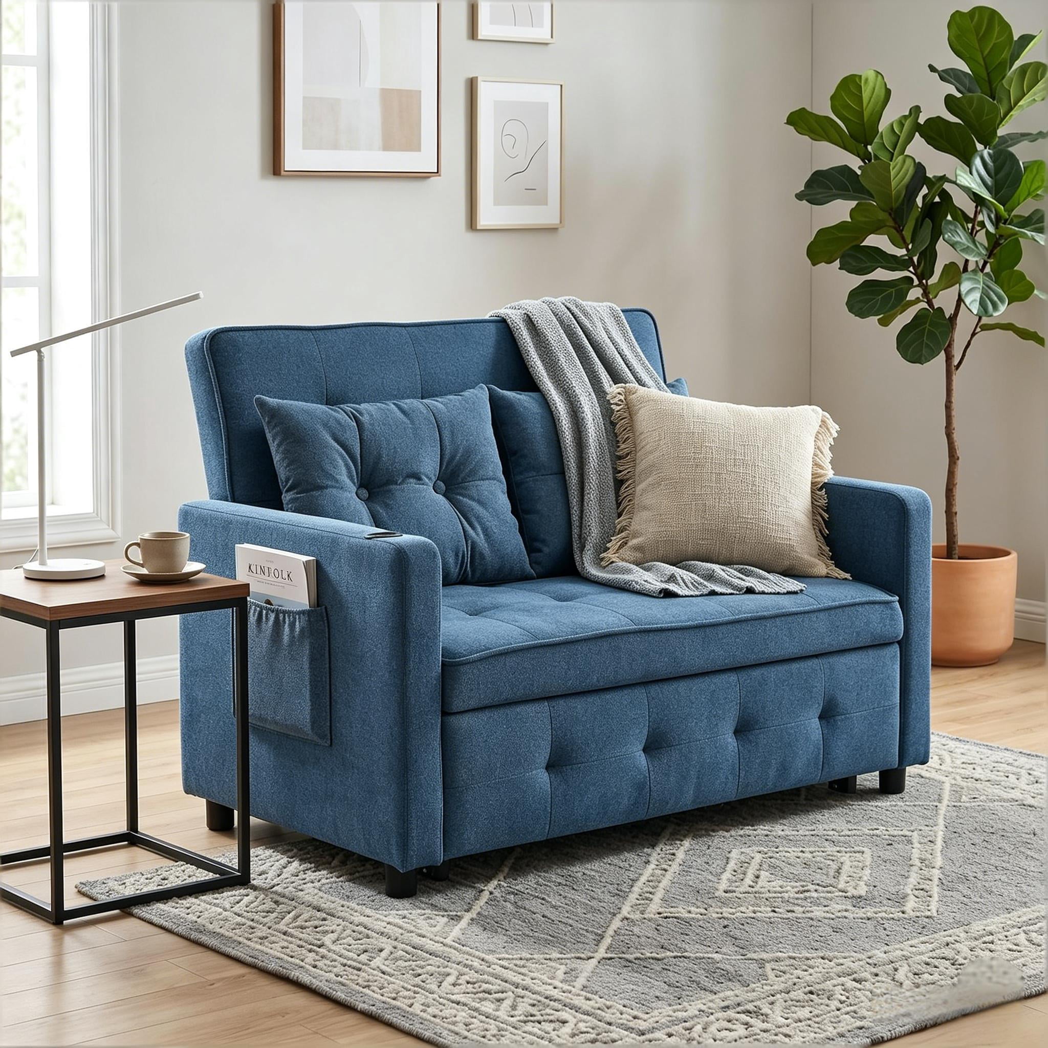Howcool 3-in-1 Sleeper Chair Convertible Pull Out Bed Adjustable Armchair Sofa Bed with USB & Side Pocket