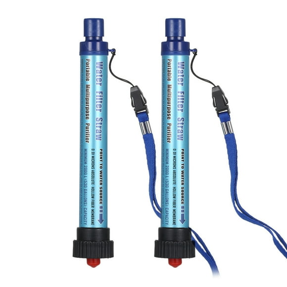 2 Pack Water Filter Straw Outdoor Water Purifying Device Portable Personal Water Purifier Filtration System for Drinking Camping Hiking Hunting and Emergency Preparedness