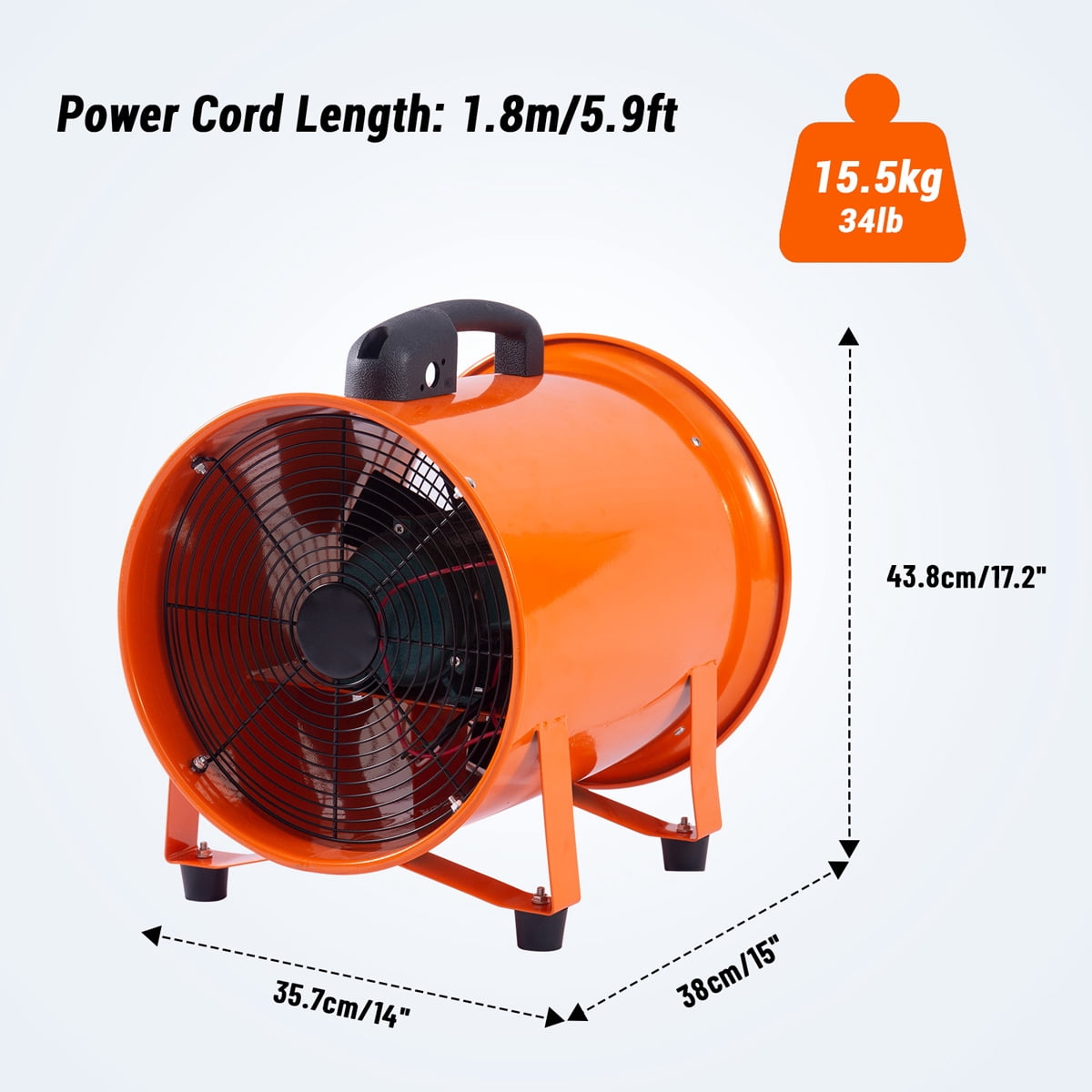 Faitaliicy Portable Exhaust Fan Utility Blower Extractor Fan With Duct Heavy Duty Blower Fan High Velocity Low Noise Extraction And Ventilation Fan For Paint Booth Ventilating Workshops Confined Space