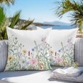 thumbnail image 3 of Throw Pillow Covers 20x20 Inch Set of 2, Spring Floral Waterproof Outdoor Pillow Covers, Wildflowers Herbs Summer Botanical Decorative Cushion Pillowcases for Couch, Sofa, Bed, Garden, Patio, 3 of 9