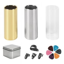 60mm Guitar Slide Set,Stainless Steel Metal/Glass Finger Slides 6 Pcs Picks,and 4 Picks Accessories