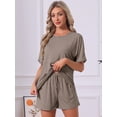thumbnail image 2 of DARING DIVA Women's Pajama Set Round Neck Rolled Cuffs Top with Shorts M Charcoal Gray, 2 of 7