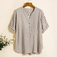 thumbnail image 6 of Fsqjgq Womens Summer Tops Tube Tops Blouse Tunic Fashion Casual Cotton Material New Striped Splicing Short Sleeved T Shirt Color Shirt Tunic Tops Sports Tee Black Shirts for Women Dressy Casual M, 6 of 7
