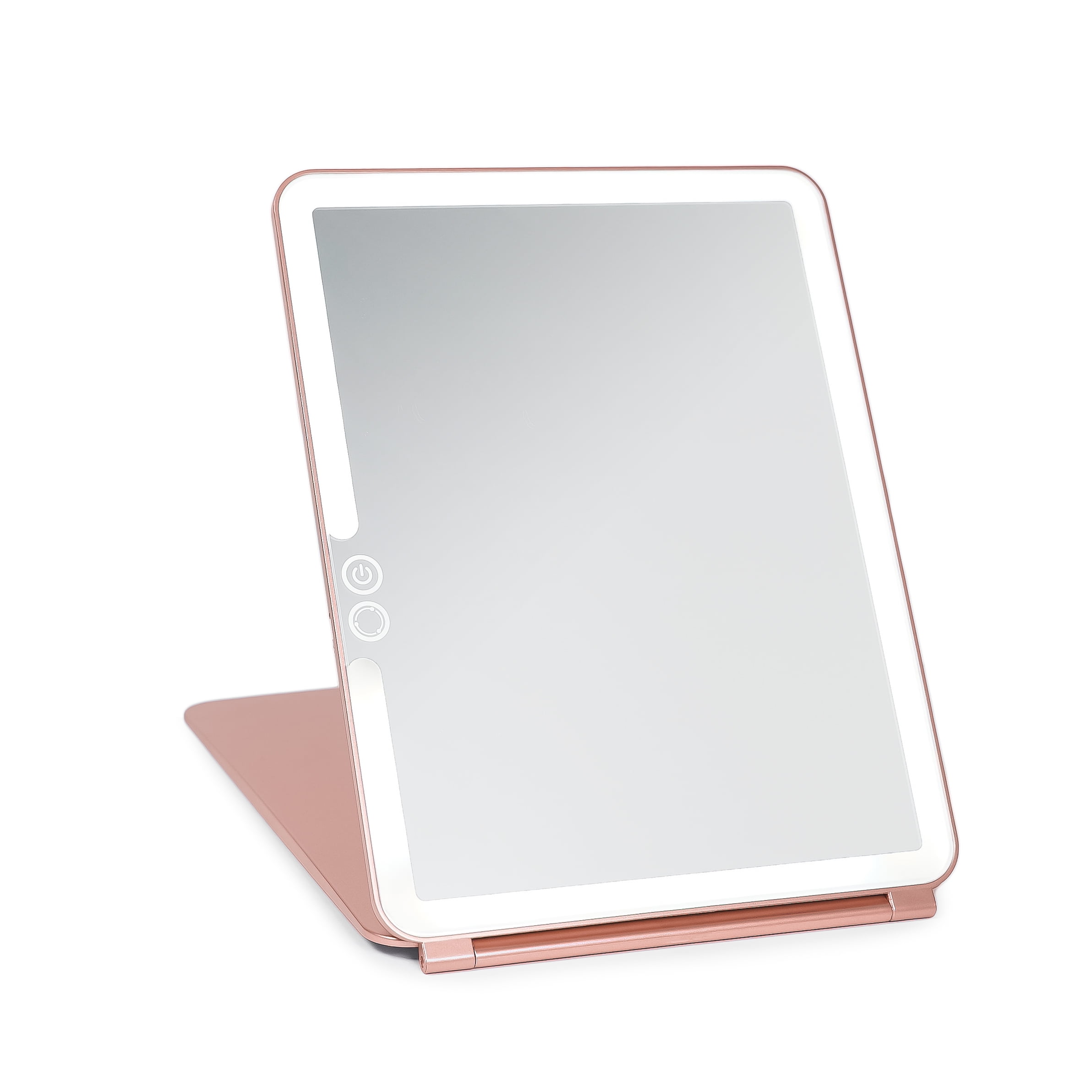 LUNA London Eclipse Travel Makeup Mirror with Lights in Rose Gold
