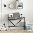thumbnail image 4 of Evelyn&Zoe Baird Rectangular 36" Wide Desk with Metal Shelf in Blackened Bronze, 4 of 7