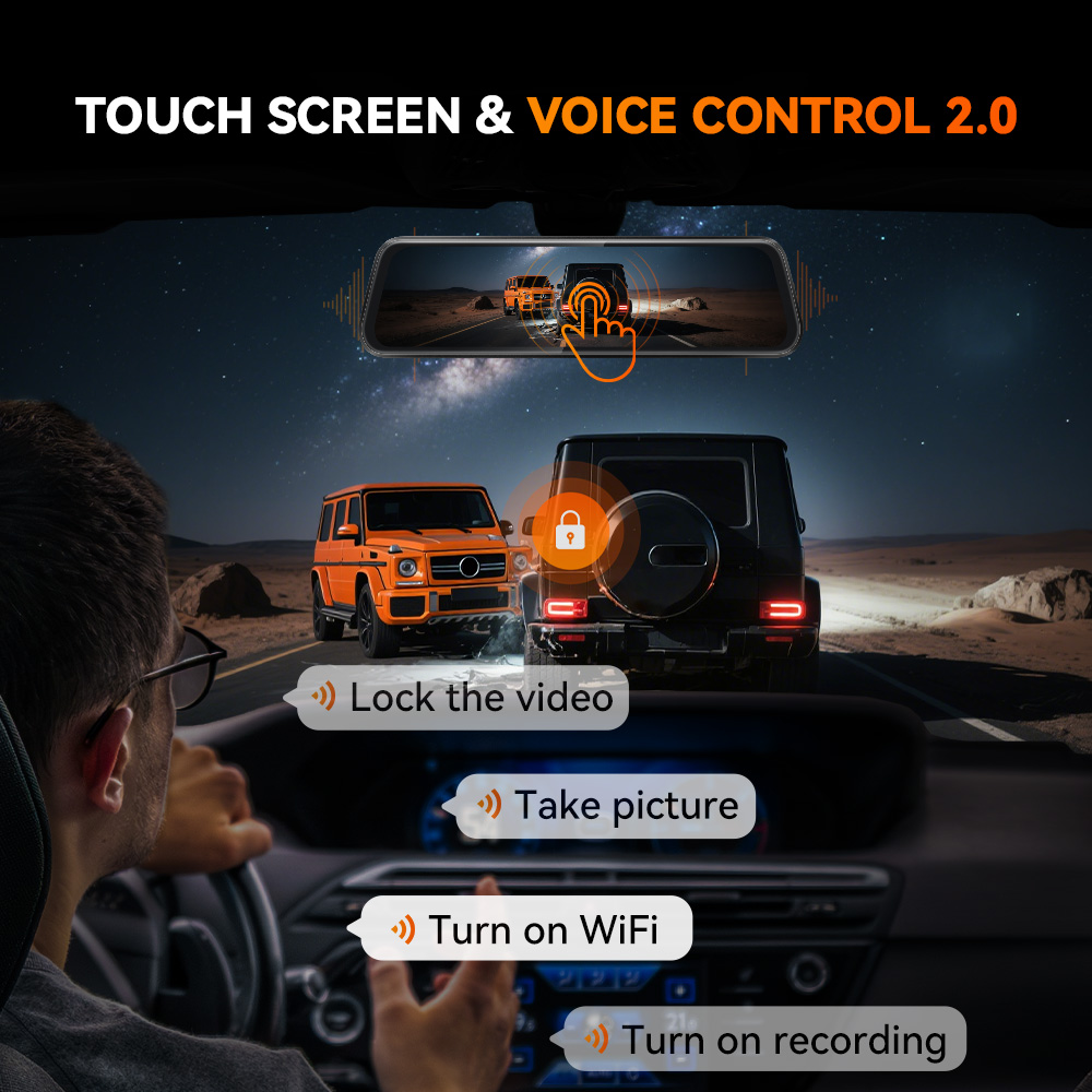 WolfBox M40 10-Inch Mirror Dash Cam 4K+1080P photo 6