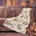 thumbnail image 5 of Woodland Raccoons Picnic Scene Cheerful Pastoral Watercolor Flannel Blanket For Nature Lovers Thanksgiving Gift Soft Cozy Home Decor Living Room Reading Nook, 5 of 7