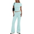 thumbnail image 2 of Traje de pantalón ancho y camisa deportiva elegante de color liso para mujer: conjunto informal y formal con tejido cómodo, tallas reales: tallas S-XXL, 2 of 8