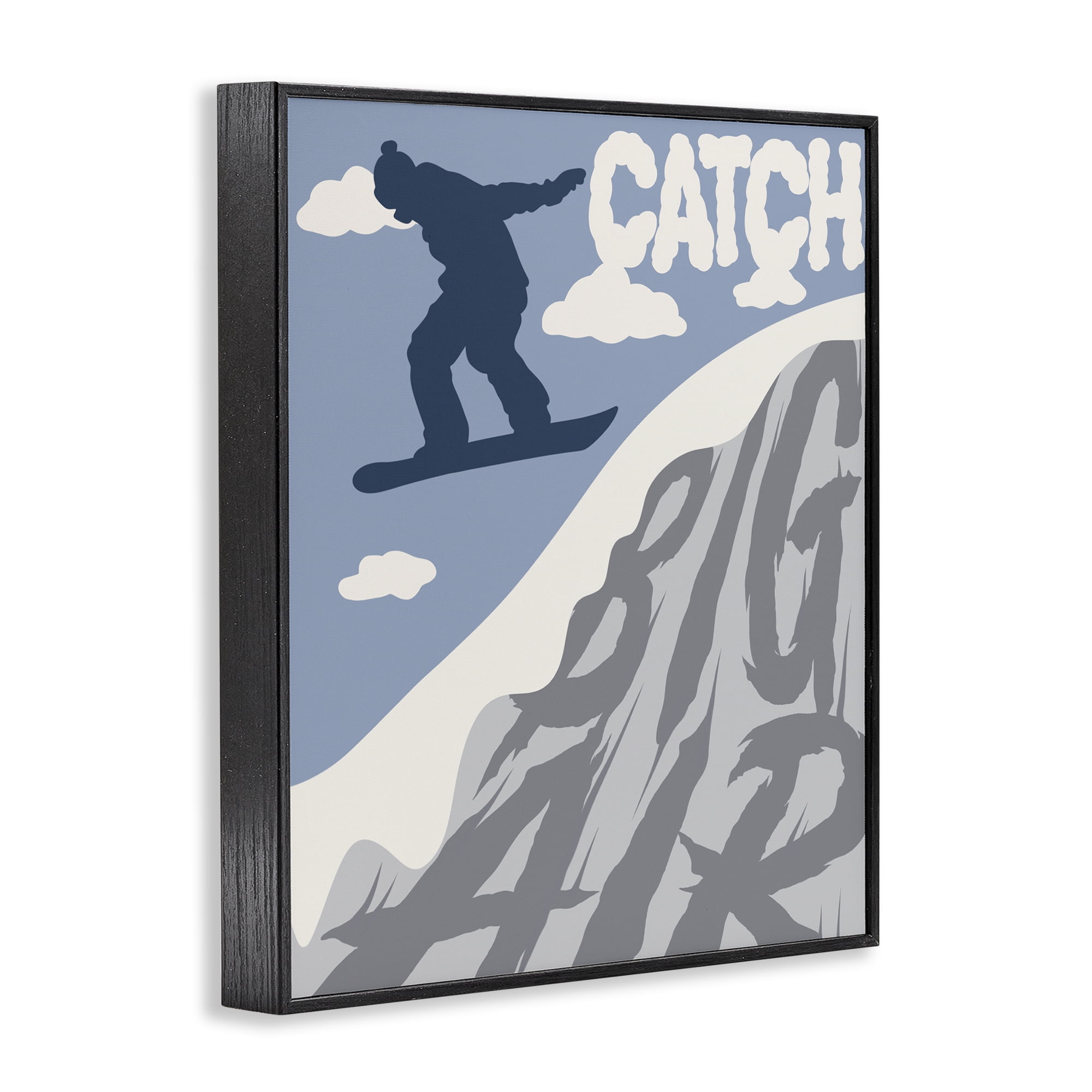 Catch Big Air Snowboard Black Framed Giclee Art, design by Marcus Prime