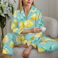 thumbnail image 4 of Goofa Yellow Lemon Printed Women’s 2 Piece Pajama Set Super,Pajamas Women's Long Sleeve Sleepwear Soft Button Down Loungewear Pjs Lounge Set Nightwear-Medium, 4 of 9
