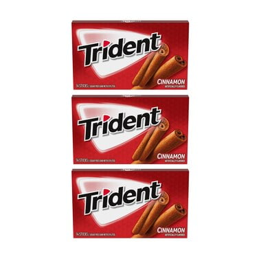 Trident Sugar Free Gum 14 Sticks - Cinnamon  [ 3 Pack ]