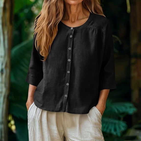 Flowy Button Down Shirt Oversized Blouses Womens Tshirts Spring Shirts Chiffon Blouse Shirts for Women Linen Outfits Cotton Linen Tops Business Casual Women Linen Tunics Womens Blouses