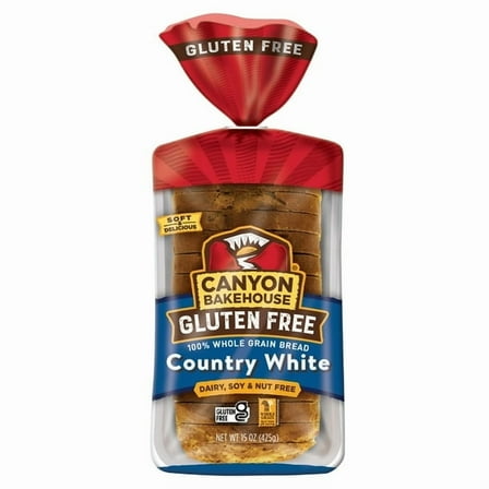 2X-Canyon Bakehouse Country White Gluten Free Bread, 100% Whole Grain Sandwich Bread, Fresh, 15 oz Loaf