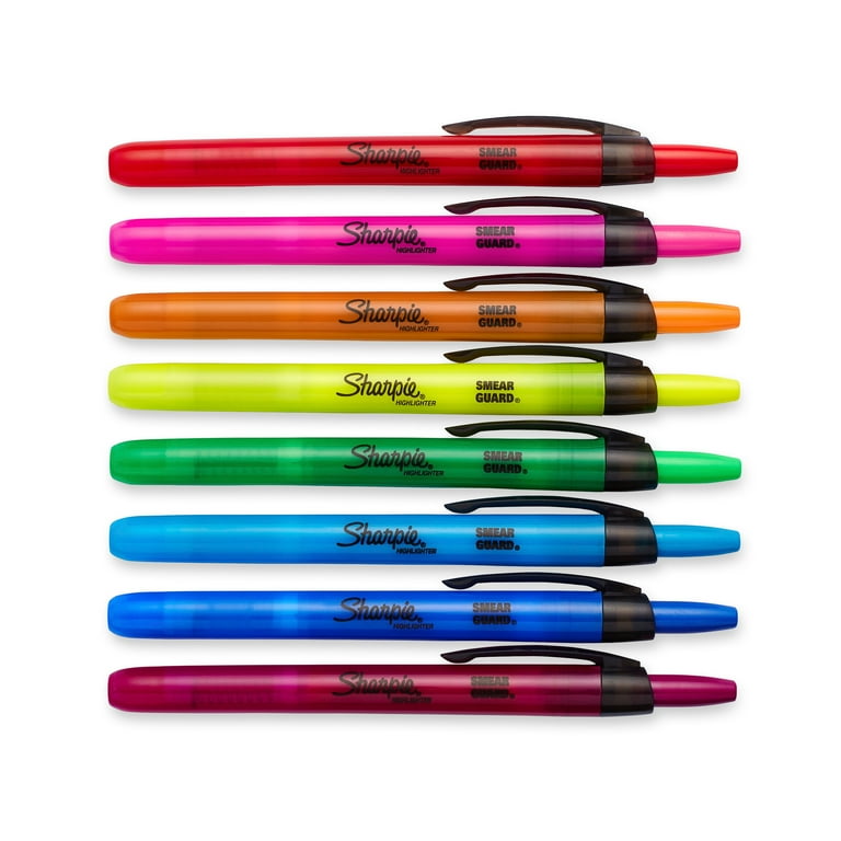 Sharpie Retractable Highlighters, Chisel Tip, Assorted Colors, 8 Count