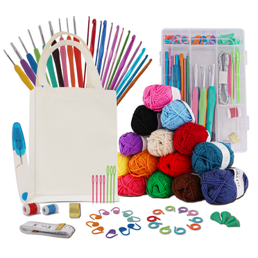 Onekawa 73 PCS Crochet Kit for Beginners - Complete 27 Crochet Starter Kit with Ergonomic Hooks, Yarn Set, Knitting Needles, Storage Bag, Stitch Markers - Ideal DIY Yarn Craft Gift for Adults