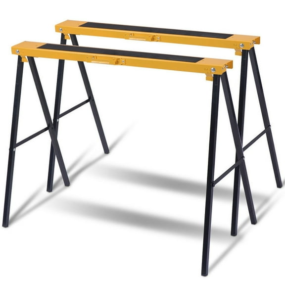 Topcobe 2 Pack Heavy Duty Sawhorse with Steel Folding Legs, Professional Saw Horse for Woodworking Carpenters