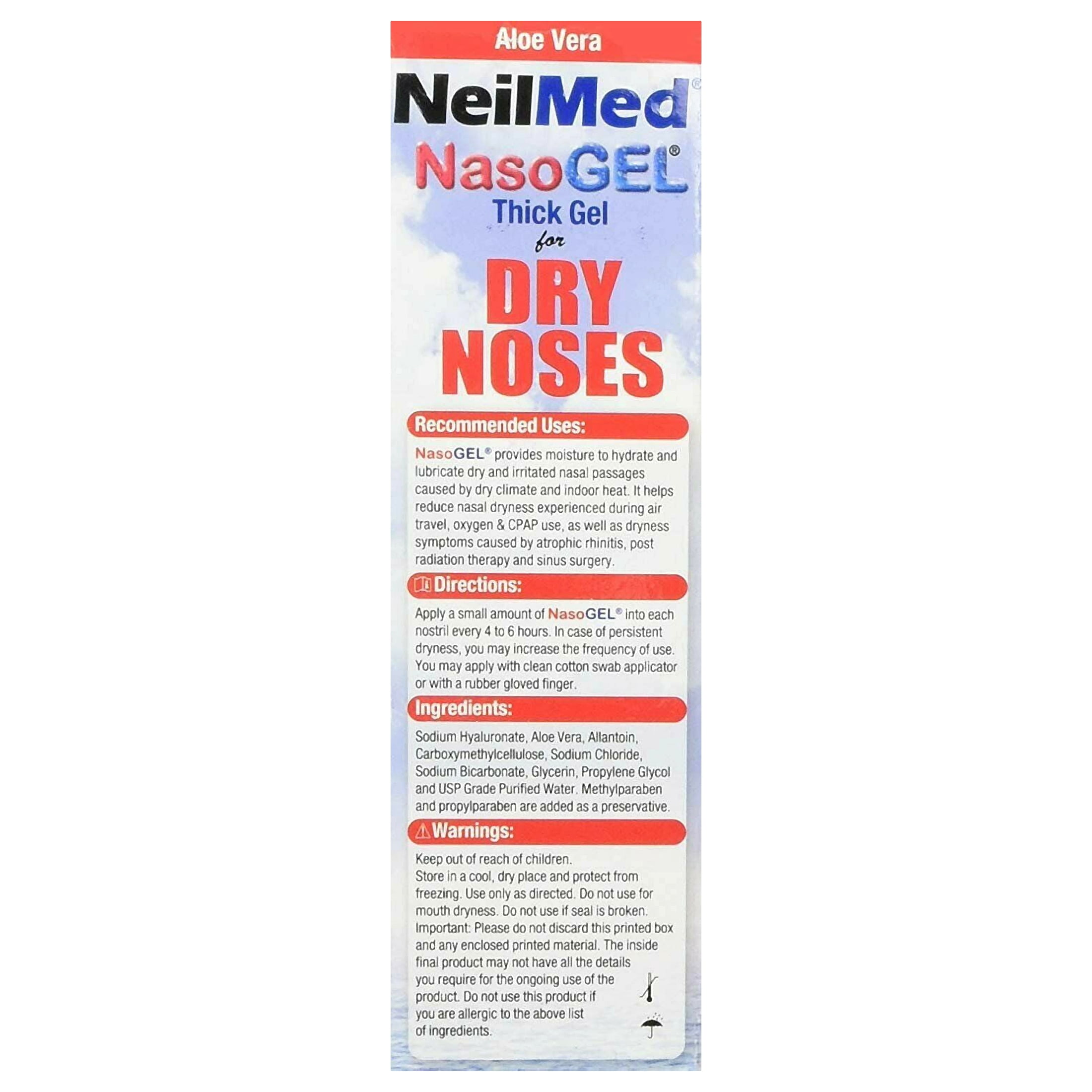 NeilMed Nasoge Drug-Free Salinel Drip Free Dry Nose Gel, 1oz, 3-Pack