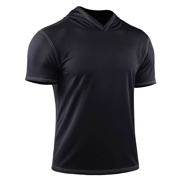ZVNAΖH Men's Lightweight Short Sleeve Workout Hoodies, Athletic Quick Dry Hooded T Shirts for Gym Running