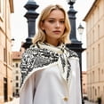 thumbnail image 2 of Unique Bargains 1 Pc Silk Scarf Multi-purpose Print Neck Scarf Black Beige, 2 of 5