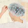 thumbnail image 3 of opvise Lovely Dots Thickened Waterproof Transparent Shower Cap Bathroom Bathing Hat, 3 of 7
