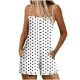 thumbnail image 3 of Htigea One Piece Jumpsuits for Women Sleeveless Loose Fit Overalls Spaghetti Strap Harem Shorts Pants with Pockets Today Deals White,S, 3 of 6