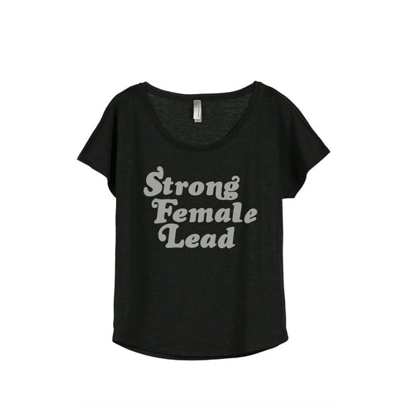 Strong Female Lead Women's Fashion Slouchy Dolman T-Shirt Tee Heather Black 3X-Large