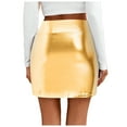 thumbnail image 3 of vigerkar Women's Shiny Stretchy Metallic Liquid Look Mini Skirts GD1, XXL, 3 of 8