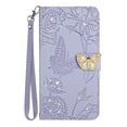 thumbnail image 2 of SaniMore Case for Samsung Galaxy A34 5G 2023, [Crossbody/Wrist Lanyard] PU Leather Embossed Butterfly [Diamond Clasp] Card Slots kickstand Shockproof Glitter Wallet Shell, Lightpurple, 2 of 12