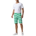 thumbnail image 2 of INSPIRE CHIC Argyle Pattern Shorts for Men's Regular Fit Flat Front Contrasting Colors Shorts 30 Green, 2 of 5