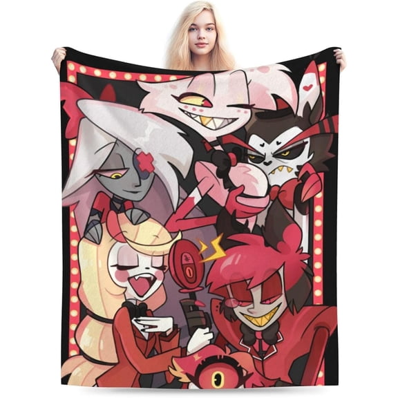 Hazbin Song Dance Hotel Throw Blanket Fleece Blanket Warm Sofa Blankets Twin Size Blankets for All Season Modern Blankets for Hotel Lightweight Outdoor Blankets for Workouts 30x40, Black