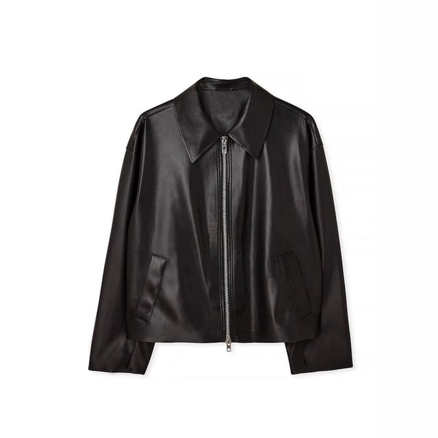 Leather Jacket, Women Short Cropped Leather Jacket Motorcycle Style With Notched Lapel Zipper Closure And Side Pockets Stylish Outerwear For Fall Winter Fashion Casual Wear(d Black,XL)