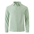 thumbnail image 2 of BiZtdJrK Dress Shirts for Men Casual Business Long Sleeve Shirts Slim Fit Button Down Work Tops Solid Color Wedding Formal Shirts Green XXL Todays Sales, 2 of 8