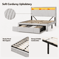 thumbnail image 6 of Leumius Queen Size Bed Frame,Upholstered Platform Bed Frame with LED & Charging Station,Drawers and Storage Headboard,Noise-Free, No Box Spring Needed,Beige(Queen), 6 of 8