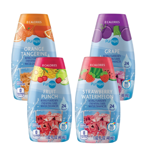 PurAqua Liquid Water Enhancer Grape, Fruit Punch,Strawberry Watermelon, Orange Tangerine , 1.62 fl oz - 4 Pack Variety