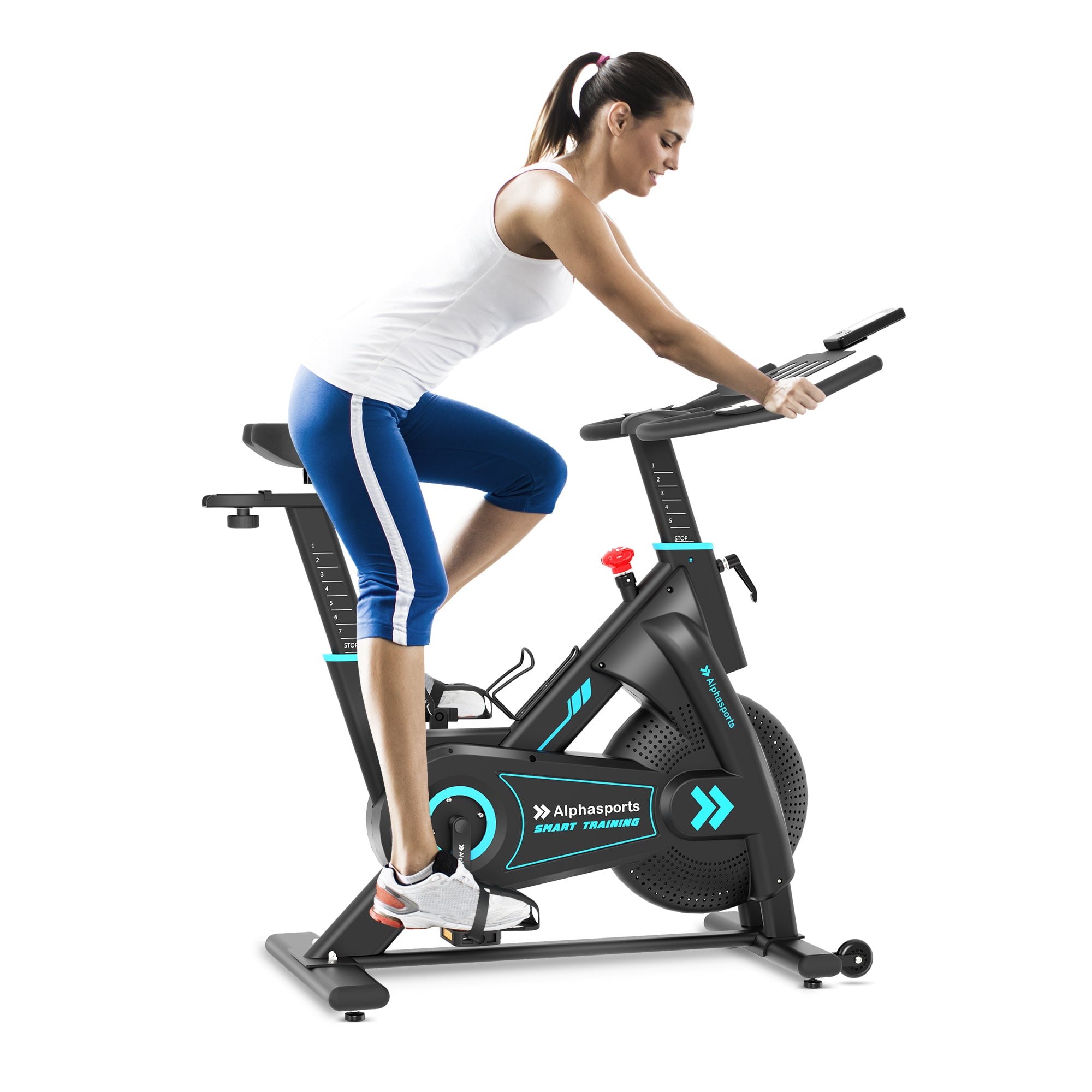SUMMIT LIVING Magnetic Exercise Bike with 350lbs Weight Capacity & 33 lbs All-Rounded Flywheel, Low Noise Indoor Cycling Bicycle with Auto Magnetic 100 micro-Adjustable Levels Resistance