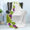 thumbnail image 4 of Vineyard Soft Flannel Fleece Throw Blanket, Latin Brochure Italian Town Province Vintage Style Menu Sign Art Pattern, Cozy Plush for Indoor and Outdoor Use, 70" x 90", Violet Green, by Ambesonne, 4 of 5