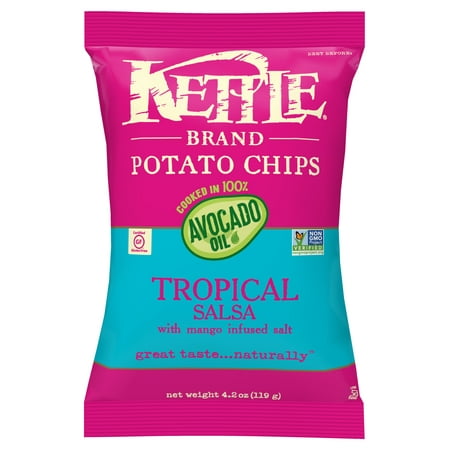 Kettle Brand Potato Chips Cooked in Avocado Oil, Tropical Salsa with Mango Ketlte Chips, 4.2 oz