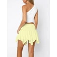 thumbnail image 3 of Women Low Rise Lace Y2k Pleated Ruffle Short Skirt Flowy Asymmetrical Underskirt Fairy Half Slip Skirts Yellow S, 3 of 5