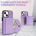 thumbnail image 5 of Nalacover Case for iPhone 14 Plus, Crossbody Wallet Case with Card Slots Holder, PU Leather Lanyard Shoulder Strap Purse Cover with Kickstand Shockproof Case for iPhone 14 Plus, Purple, 5 of 6
