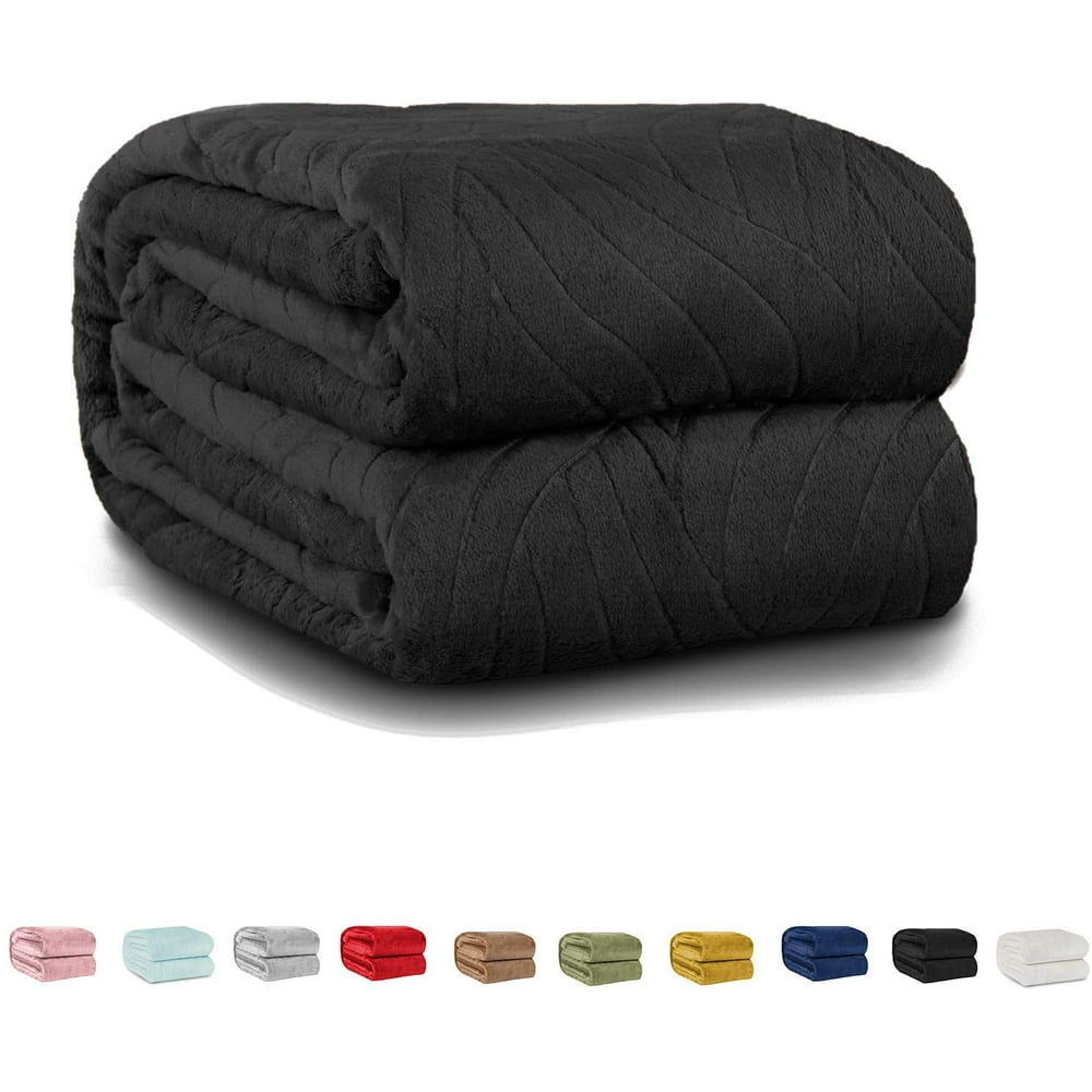 Black Fuzzy Blanket Fleece Twin Size 60" x 90" Lightweight Blanket