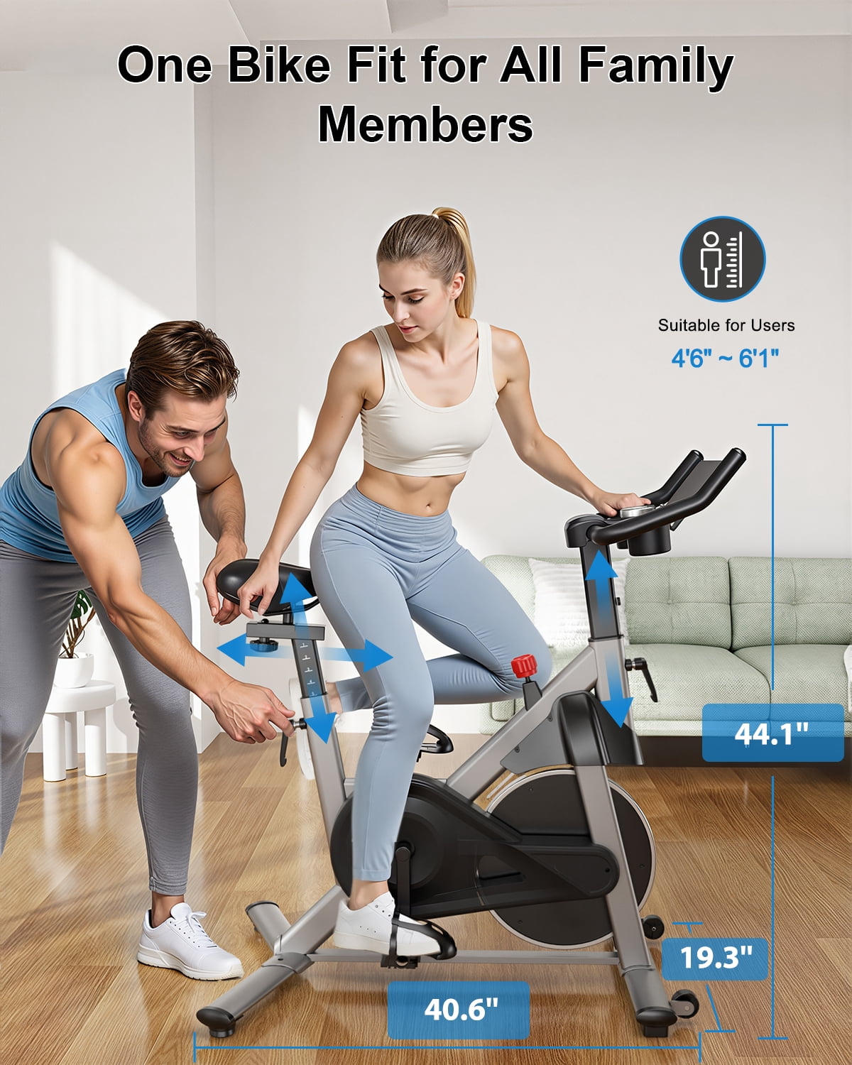 Superun Exercise Bike, Stationary Bikes for Home with Brake Pad, Low Noise  Bike with 300LBS Weight Capacity, Indoor Cycling for Home Gym with Pad Mount LCD Monitor and Cup Holder