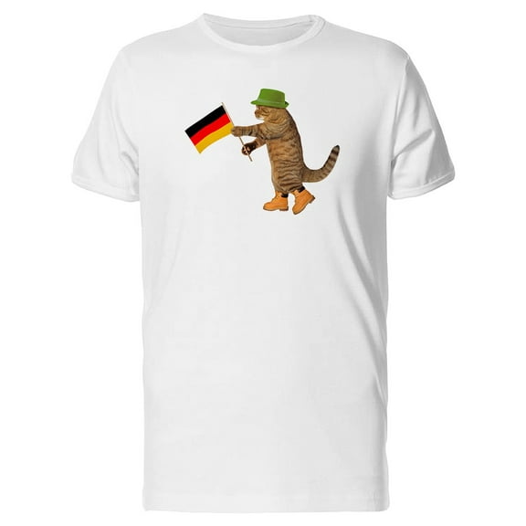 A German Cat Holding Flag T-Shirt Men -Image by Shutterstock, Male Large