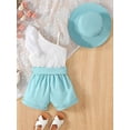 thumbnail image 4 of Lnzyyephy Kids Girls Shorts Set, Sleeveless Vest with Belted Shorts and Hat Summer Outfit for Casual Daily, 4 of 9