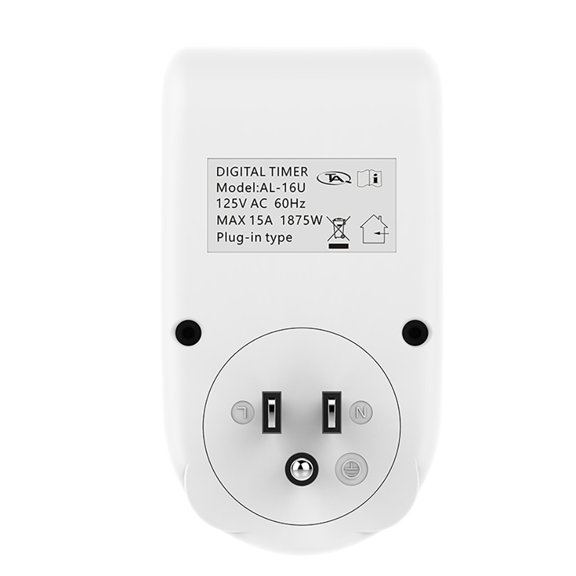 Billuyoard Enchufe con temporizador Pantalla digital Cuenta regresiva Toma de corriente 125V 16A Interruptor Temporizador Toma de corriente Enchufe de EE. Accesorios para electrodomésticos Billuyoard HA004636-00B